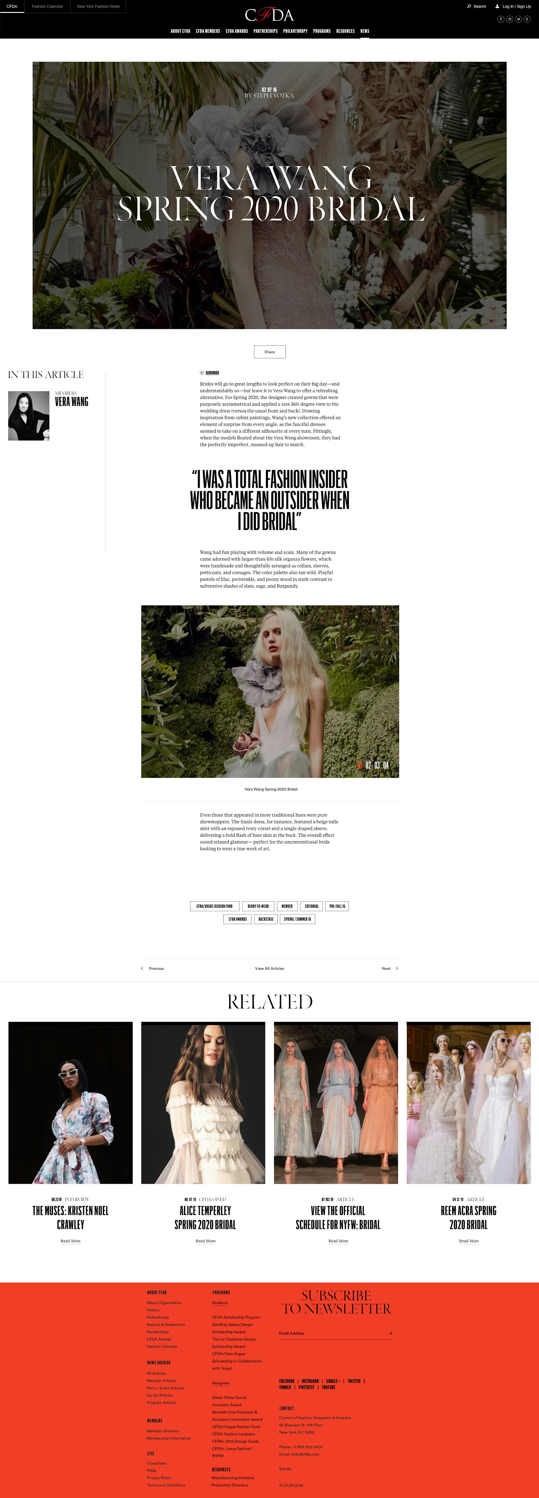 CFDA & Fashion Calendar Editorial Website Design & Development by Hugo