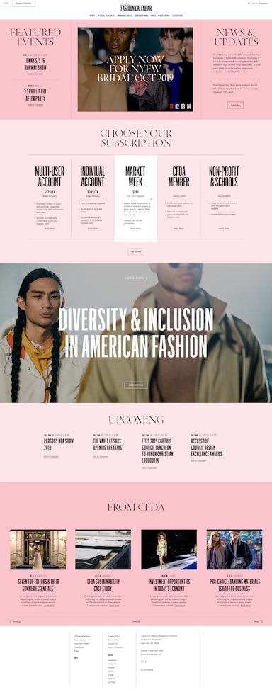 CFDA Fashion Calendar Editorial Website Design Development by Hugo